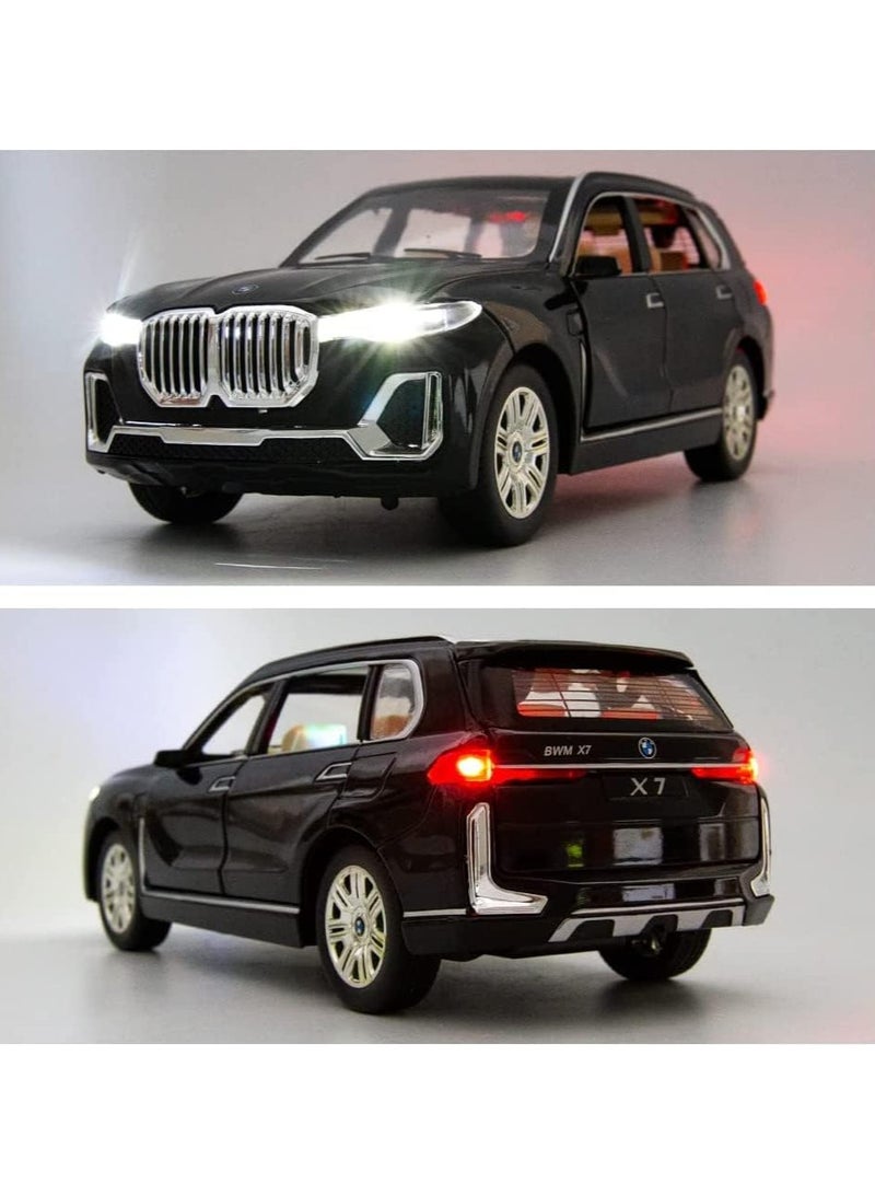 BMW X7 Diecast Car 1:32 Alloy Model - Simulation with Sound & Light, Pull Back Function | Black | Perfect Toy Gift