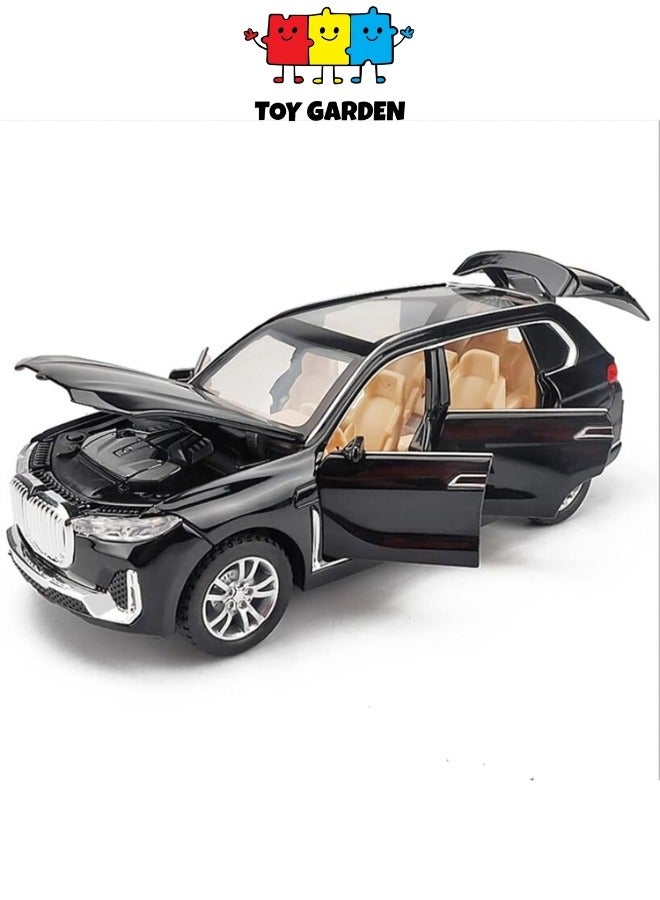 BMW X7 Diecast Car 1:32 Alloy Model - Simulation with Sound & Light, Pull Back Function | Black | Perfect Toy Gift