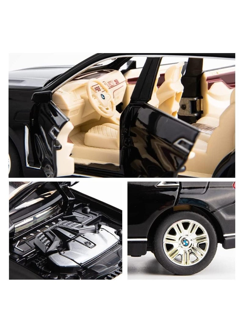 BMW X7 Diecast Car 1:32 Alloy Model - Simulation with Sound & Light, Pull Back Function | Black | Perfect Toy Gift