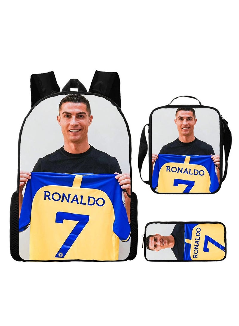 Football Star Backpack Three-Piece Set 29*42*16cm