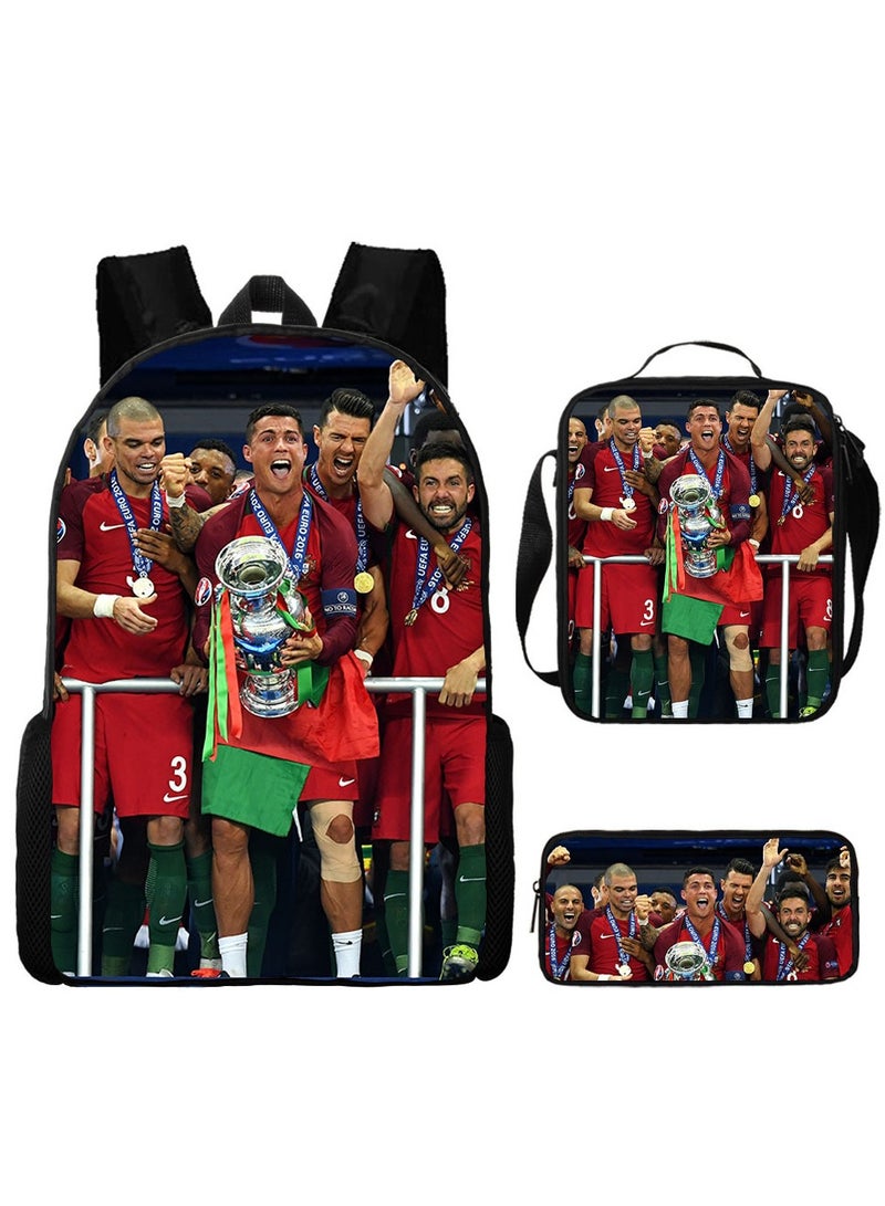 Football Star Backpack Three-Piece Set 29*42*16cm