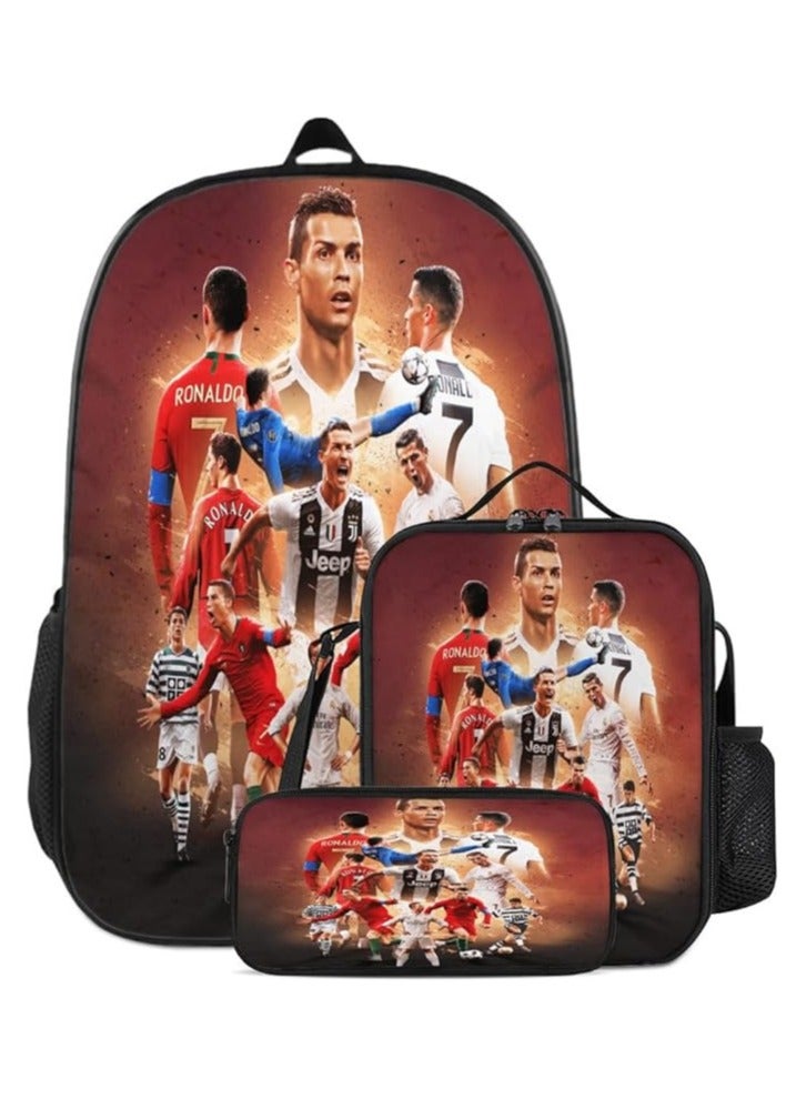 Football Star Backpack Three-Piece Set 29*42*16cm