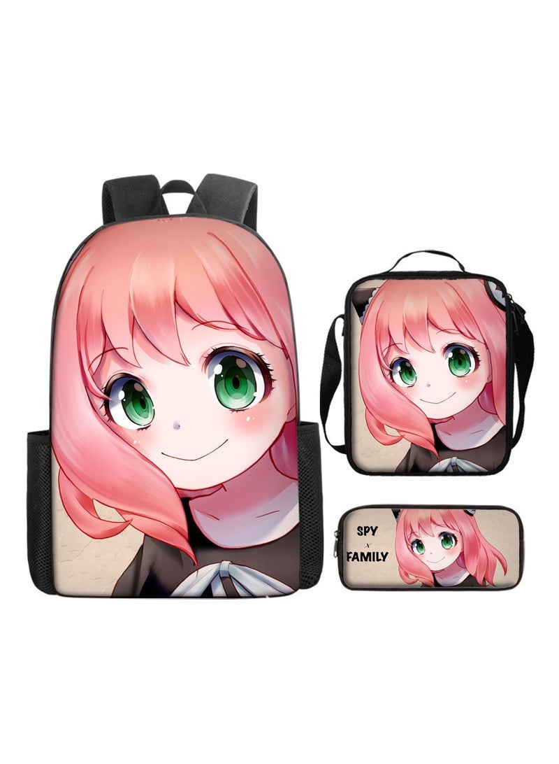 New Cute Cartoon Student Backpack Three-Piece Set 29*16*42cm