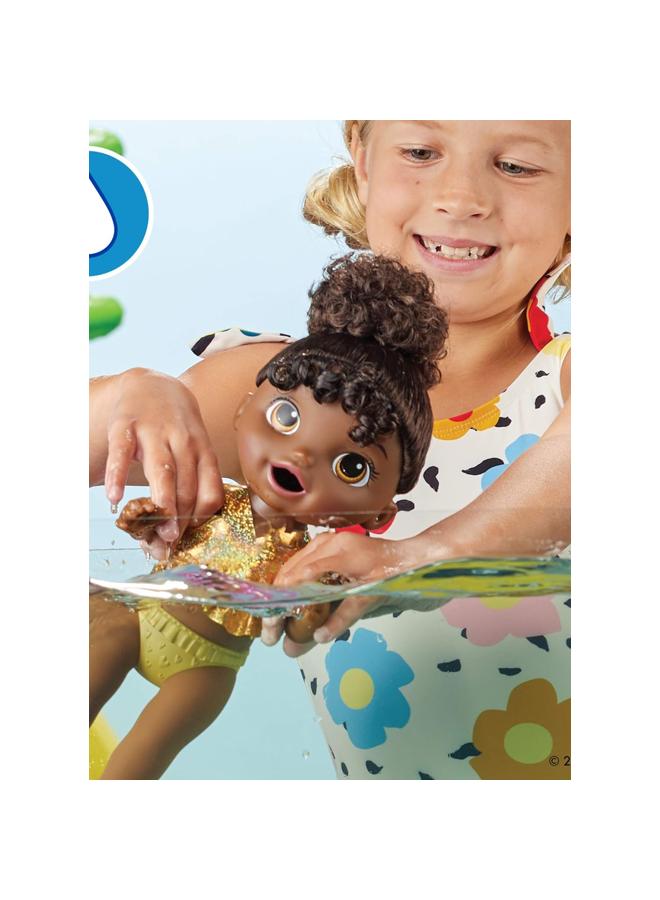 Baby Alive Sunshine Snacks Doll, Eats and Poops, Summer-Themed Waterplay Baby Doll, Ice Pop Mold, Toy for Kids Ages 3 and Up, Black Hair