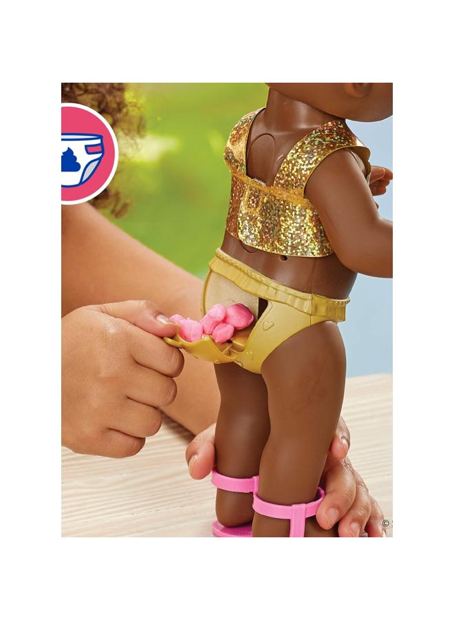 Baby Alive Sunshine Snacks Doll, Eats and Poops, Summer-Themed Waterplay Baby Doll, Ice Pop Mold, Toy for Kids Ages 3 and Up, Black Hair