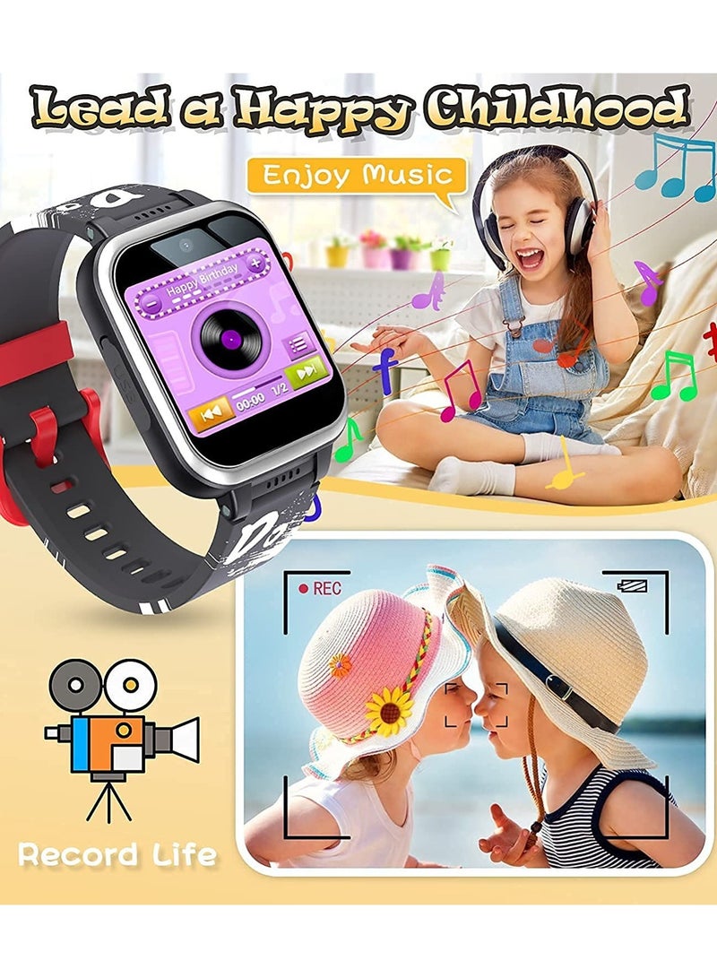 Kids Smart Watch,Multifunction Rechargeable Touch Screen Toddler Watch,Gaming and Music Player Educational Toys, Birthday Gifts for Girls Boys Ages 6-12(Black)