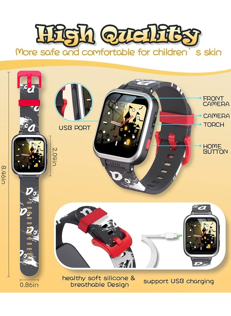 Kids Smart Watch,Multifunction Rechargeable Touch Screen Toddler Watch,Gaming and Music Player Educational Toys, Birthday Gifts for Girls Boys Ages 6-12(Black)