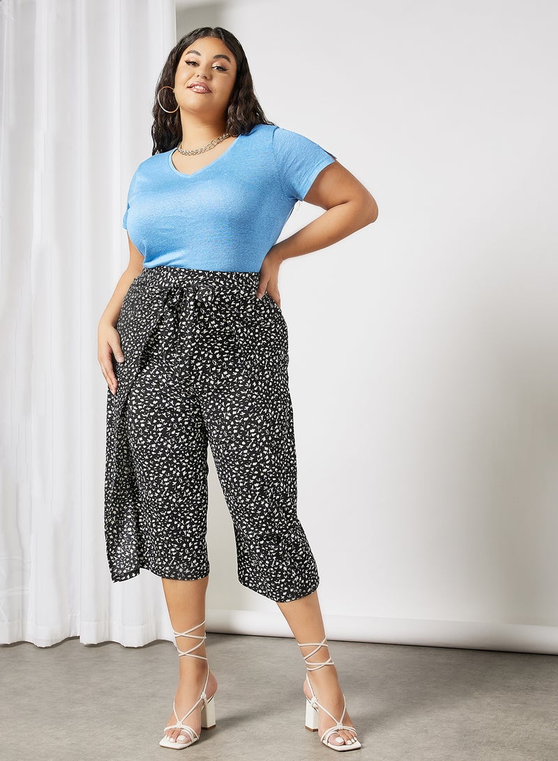 Plus Size Printed Pants Black