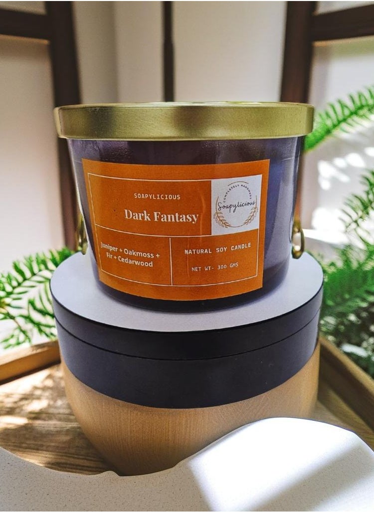 Soy wax candle - Juniper, oakmoss, fir and cedarwood  300g, Premium Gift-Ready Box Completely natural and Handmade for home and offices, non toxic, Vegan, eco-friendly