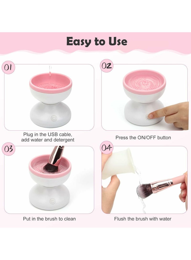 Electric Makeup Brush Cleaner, Machine Fit for All Size Brushes Automatic Spinner Machine, Makeup Brushes , Beauty Blenders, Cosmetic & Painting Brush Cleaner, Portable USB Rechargeable