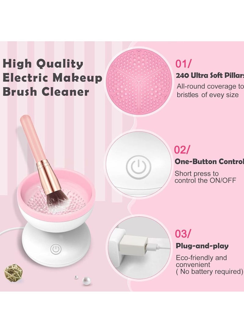 Electric Makeup Brush Cleaner, Machine Fit for All Size Brushes Automatic Spinner Machine, Makeup Brushes , Beauty Blenders, Cosmetic & Painting Brush Cleaner, Portable USB Rechargeable