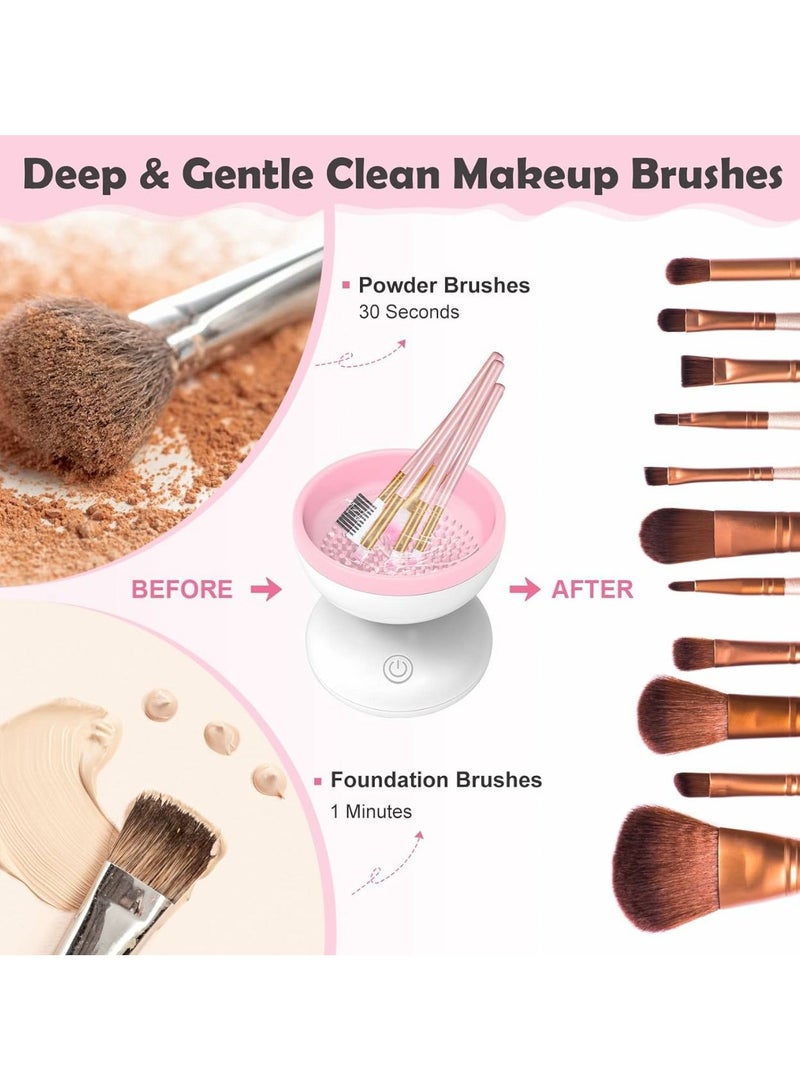 Electric Makeup Brush Cleaner, Machine Fit for All Size Brushes Automatic Spinner Machine, Makeup Brushes , Beauty Blenders, Cosmetic & Painting Brush Cleaner, Portable USB Rechargeable