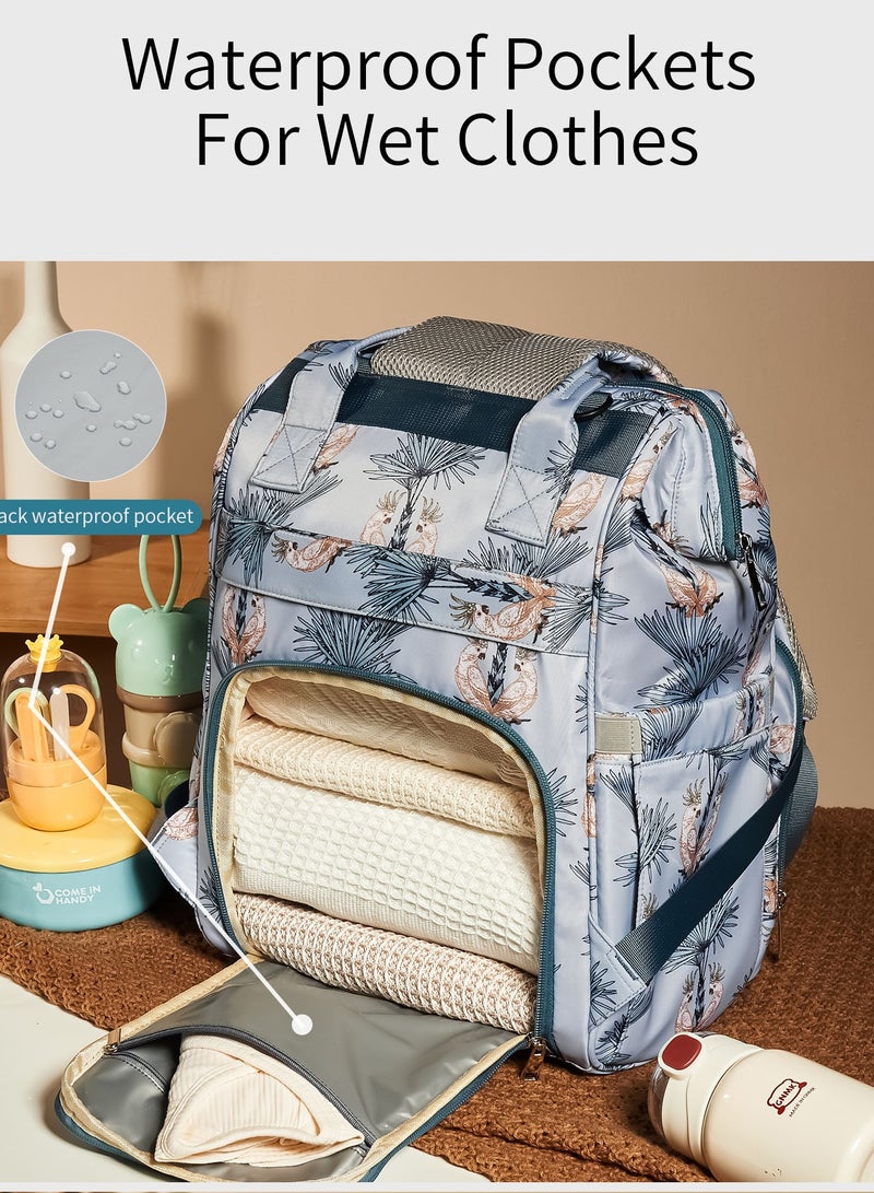 Multifunctional and large-capacity nylon waterproof shoulder Mommy bag mother-infant backpack stroller hanging bag mother diaper bag/