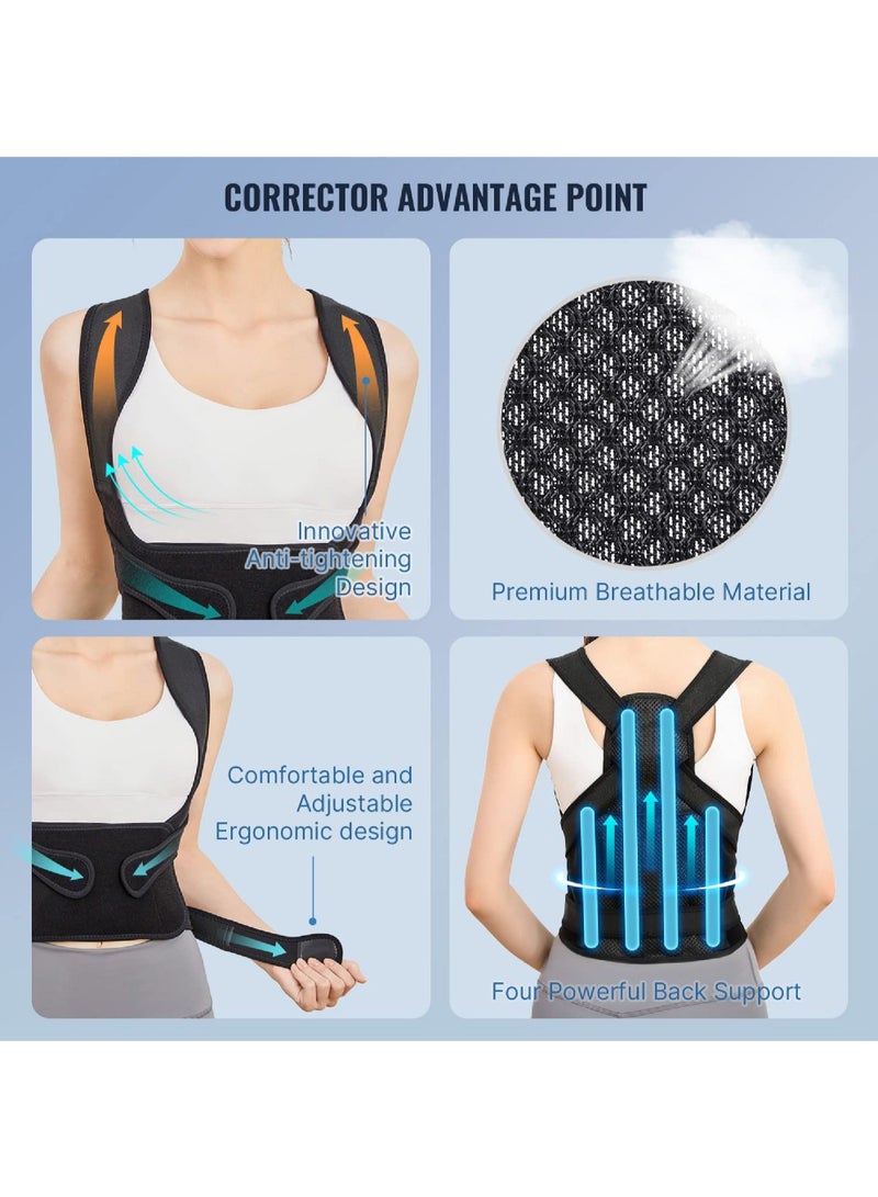 Pow Back Brace and Posture Corrector for Women and Men Back Straightener Posture Corrector Scoliosis and Hunchback Correction Back Pain Spine Corrector Support Adjustable Posture Trainer