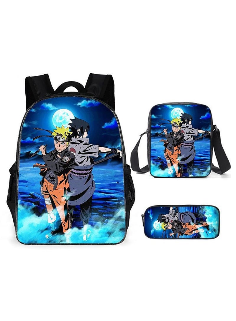 Cartoon Anime Student Backpack Three-Piece Set 29*42*16cm