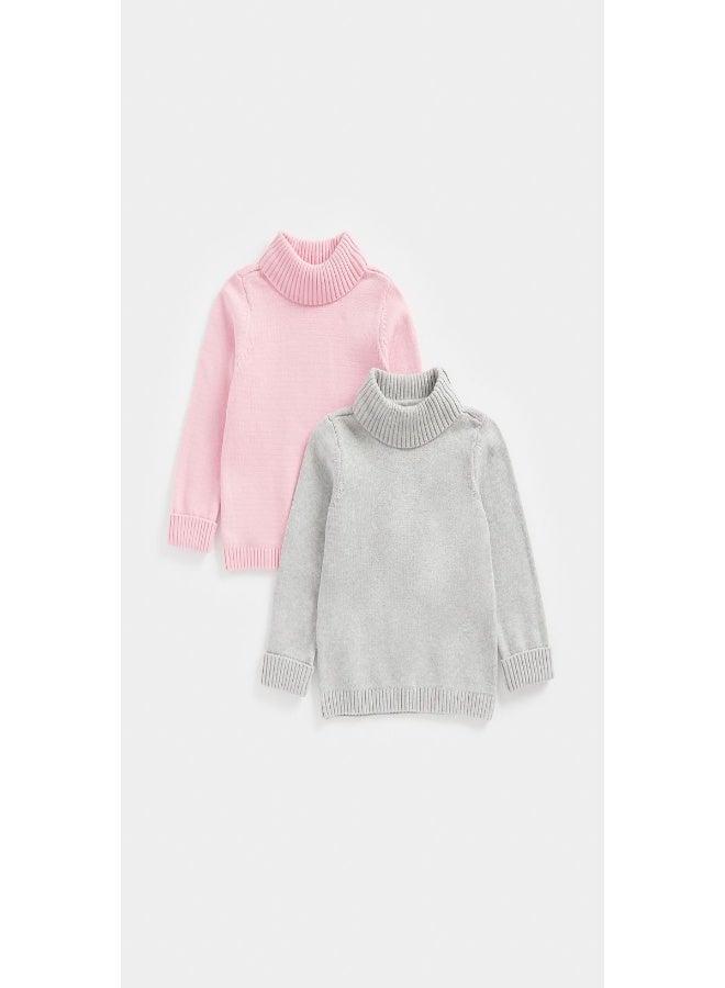 Roll-Neck Knitted Jumpers - 2 Pack