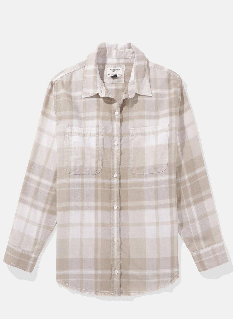 Short Sleeve Checked Button-Up Shirt