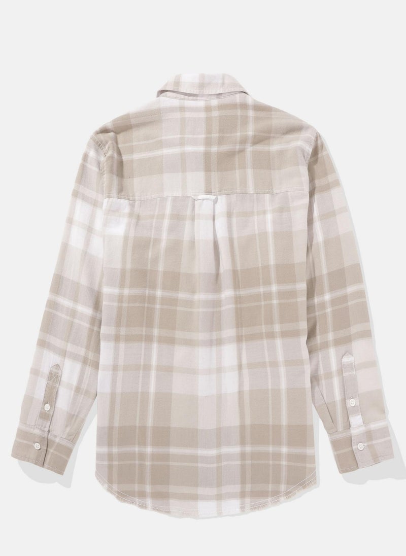 Short Sleeve Checked Button-Up Shirt