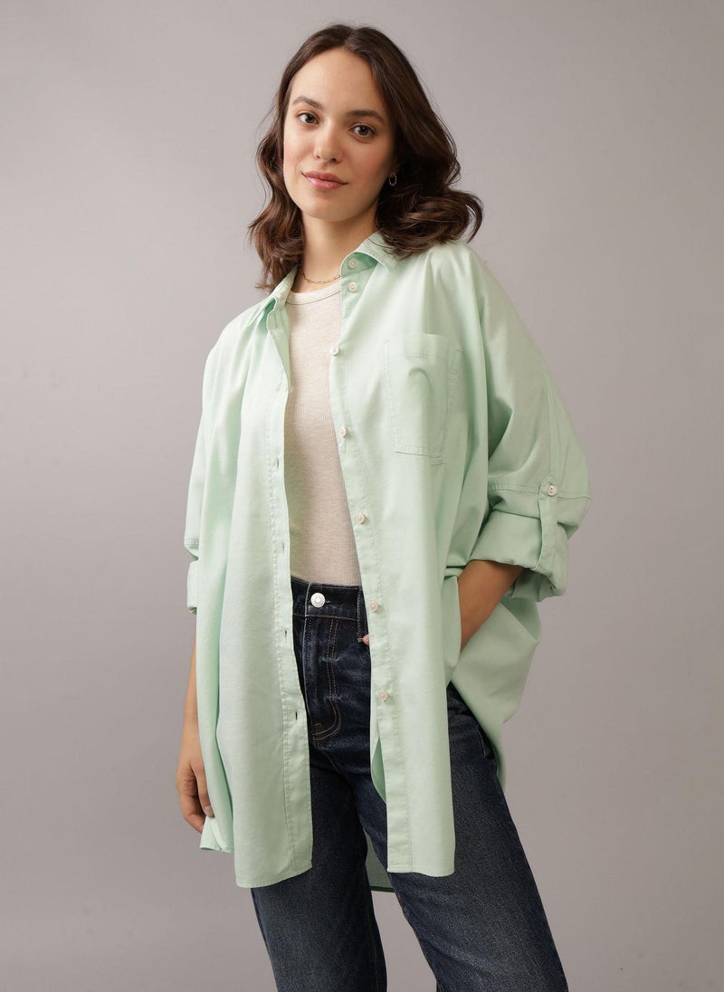 Pocket Detail Button Down Oversized Shirt