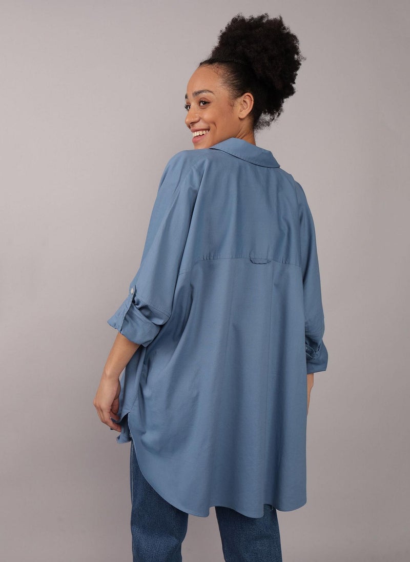 Pocket Detail Button Down Oversized Shirt