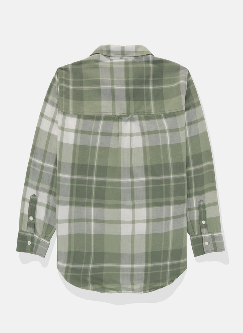 Short Sleeve Checked Button-Up Shirt