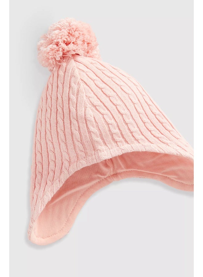 Pink Knitted Trapper Baby Hat