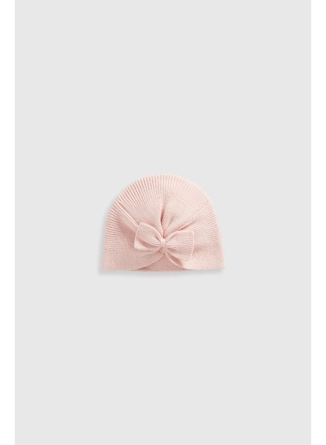 Pink Knitted Turban Baby Hat