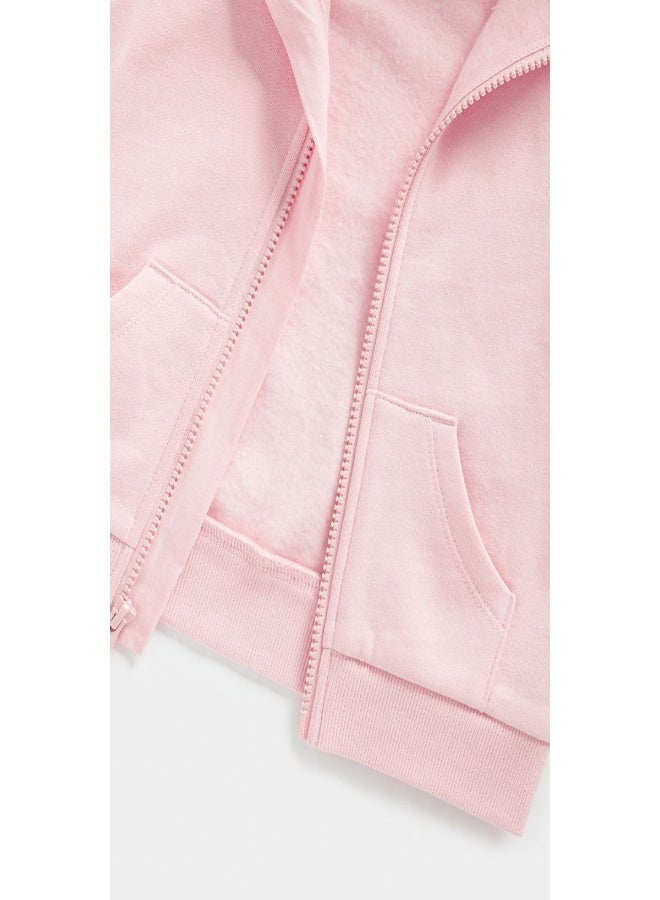 Pink Broderie Frill Zip Up Hoodie