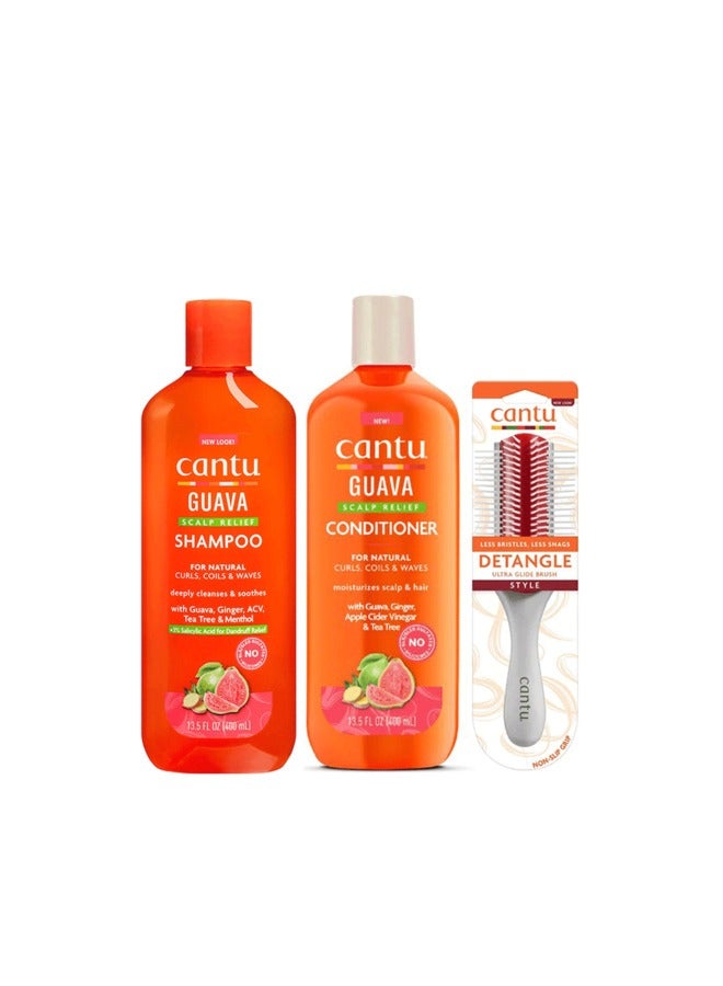 Guava Bundle Set- Conditioner 400 Ml+Ginger Anti-Danf; Shampoo 400 Ml+Glide Brush White