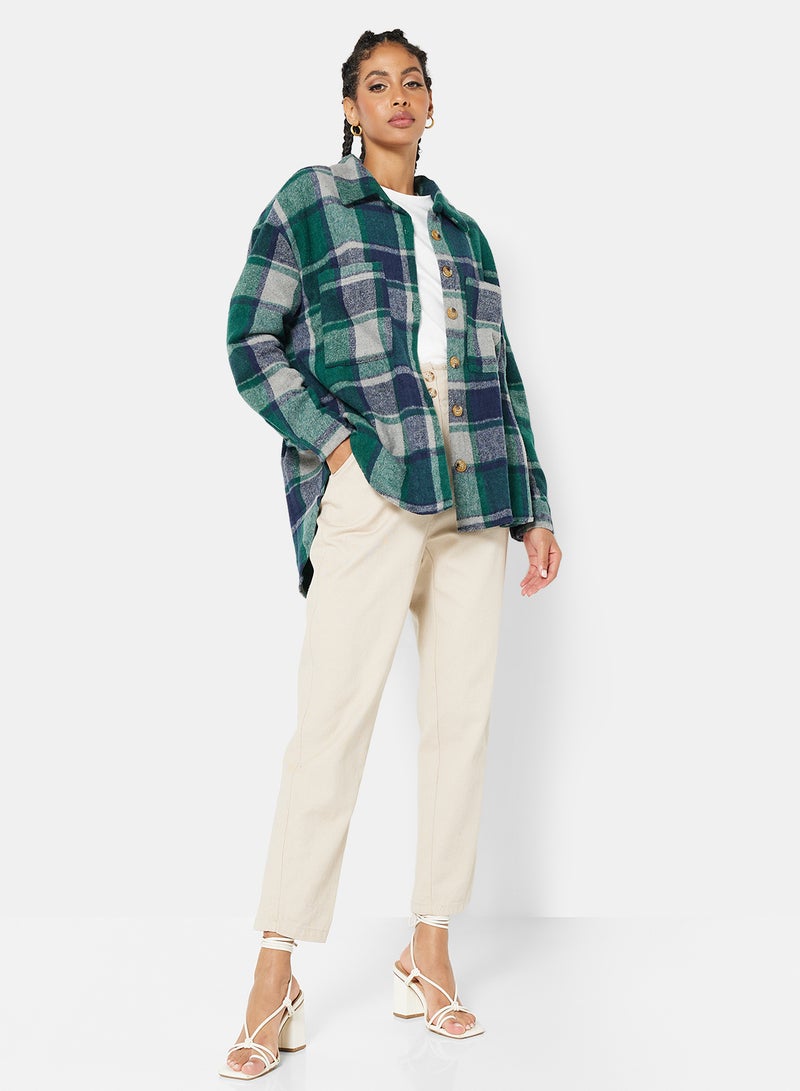 Checkered Relaxed Overcoat Multicolour