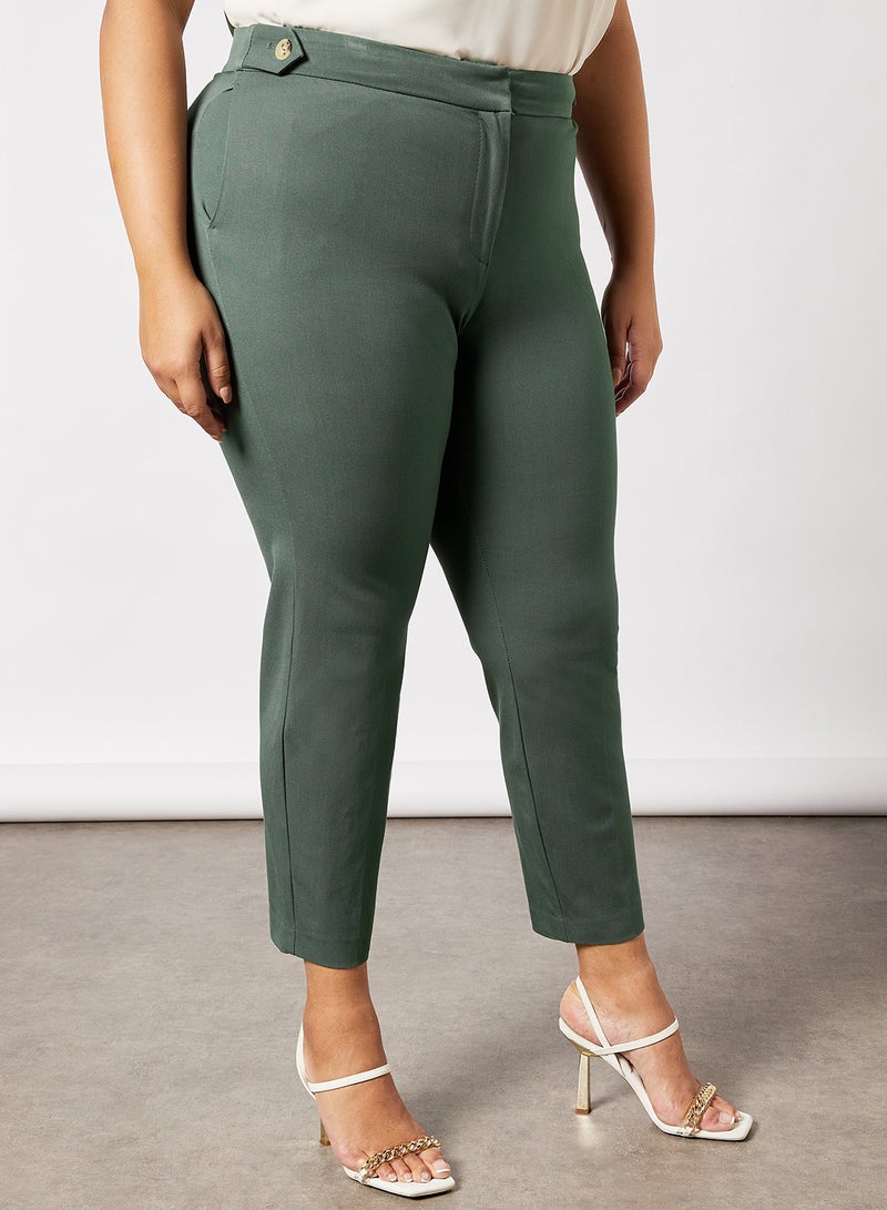 Plus Size Plain Pants Green