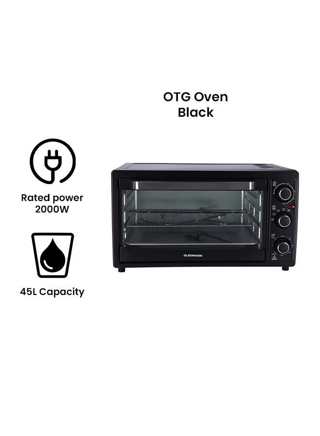 Electric Kitchen Oven - Powerful 2000W With Baking Pan 45.0 L 2000.0 W OMO2435 Black