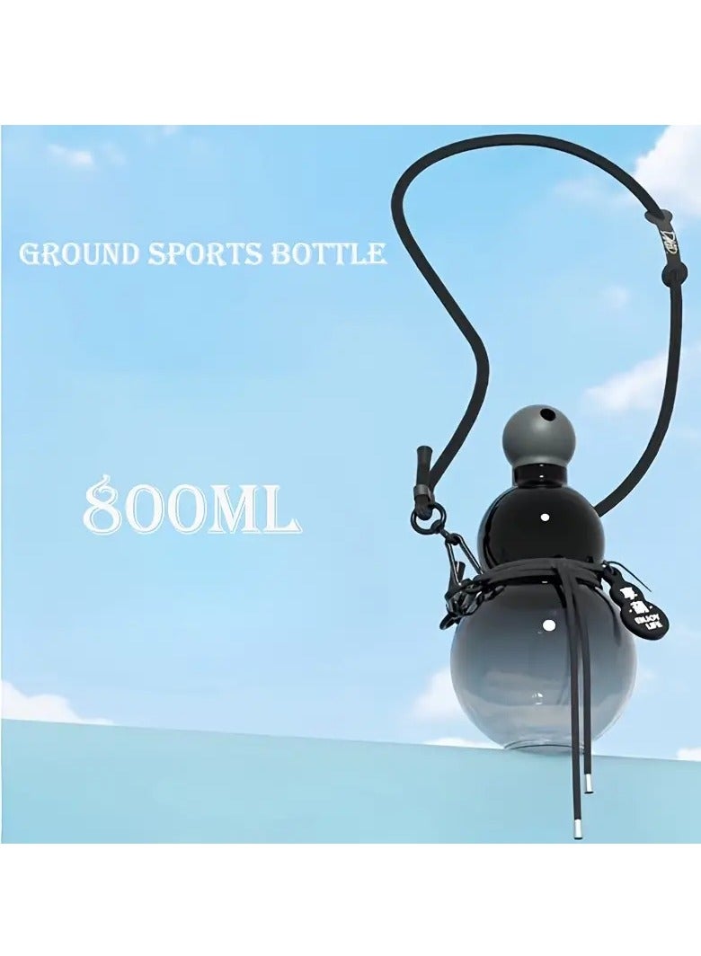 Gourd Water Bottle,800ml Gourd Sports Water Bottle,Durable Gourd Style Water Bottle,Chinese Retro-Inspired,Eye-Catching Sports Water Bottle,Black Myth Wukong Gourd Beverage Container Water Bottle Black