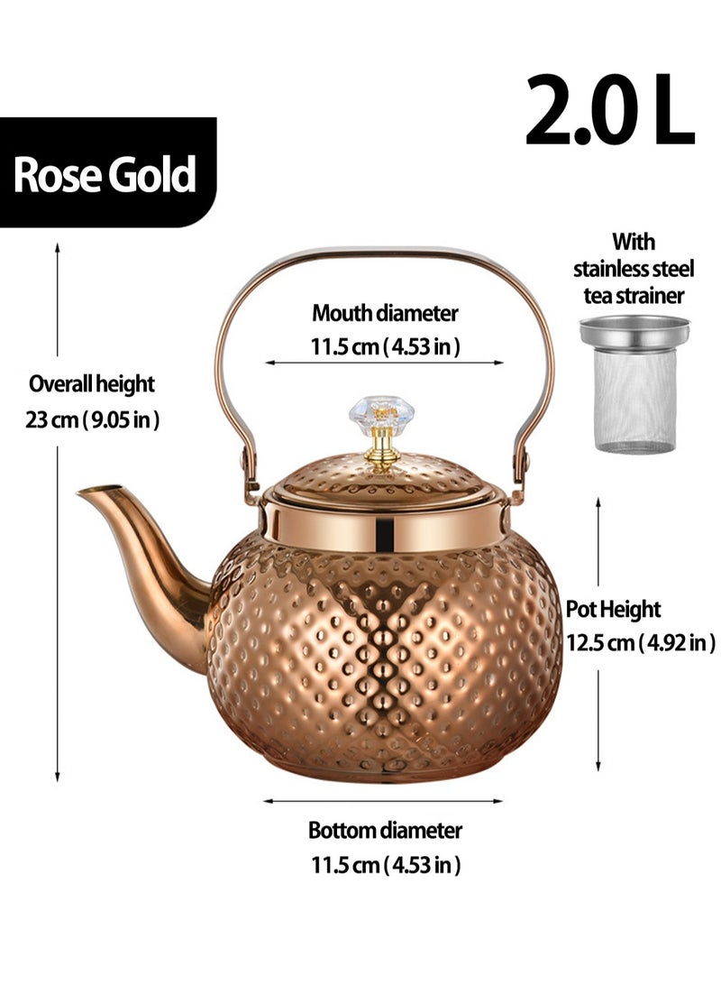 2L food grade stainless steel teapot is sturdy and durable, suitable for household and household items, and easy to enjoy the fun of brewing tea