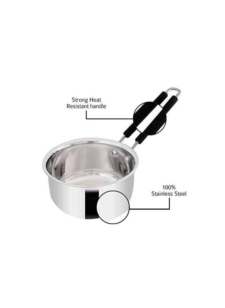 Super HK Stainless Steel Induction and Gas Compatible Heavy Base Sauce Pan 2 Litre for Cooking Tea Milk in Kitchen
