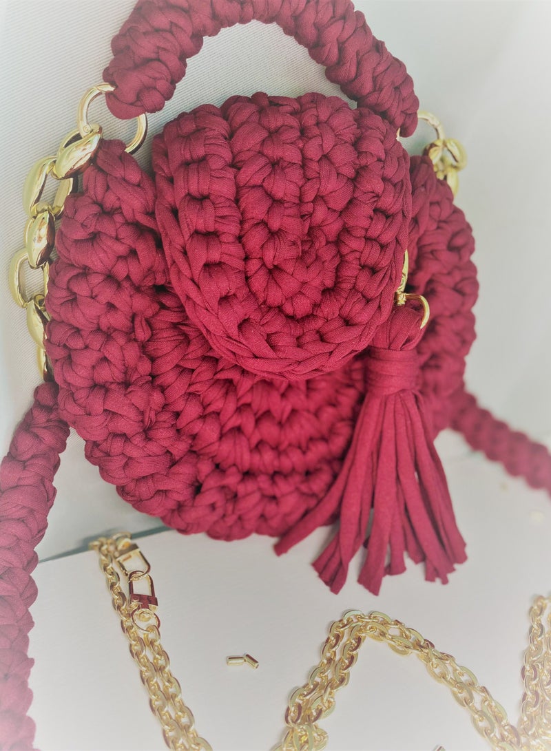 Braided Maroon and Gold Oreo Style Bag