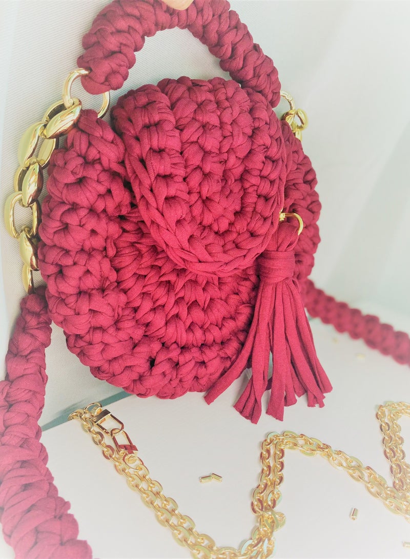 Braided Maroon and Gold Oreo Style Bag