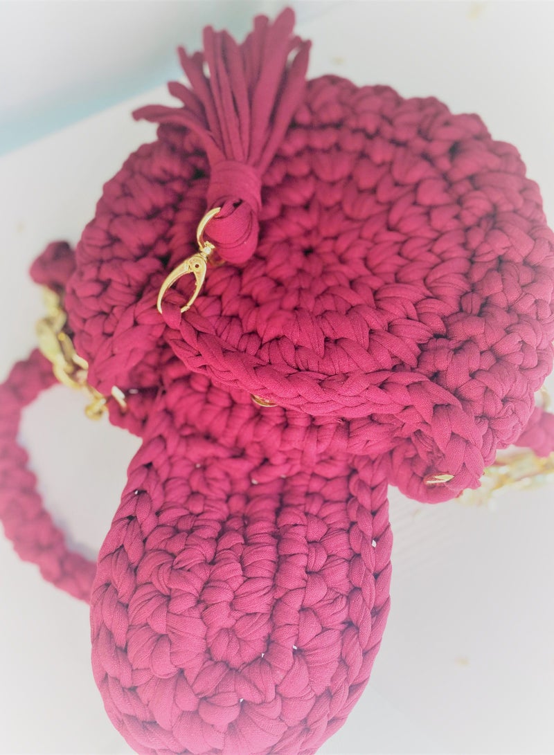 Braided Maroon and Gold Oreo Style Bag