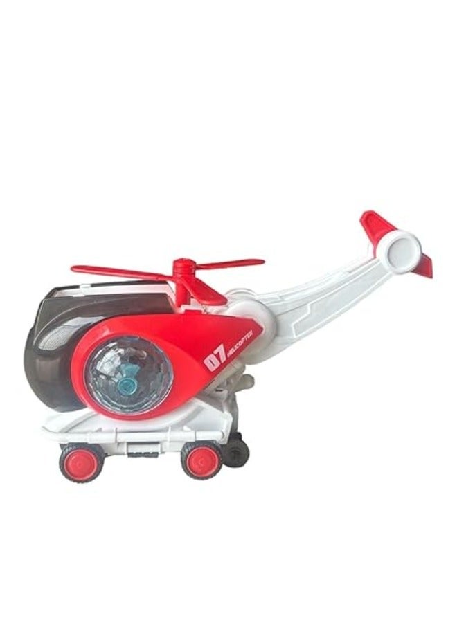 Helicopter, Musical Helicopter Toy for Kids Universal Wheel Lights & Sound Toy Bump and Go Toy, and Foldable for All Kids (Red)