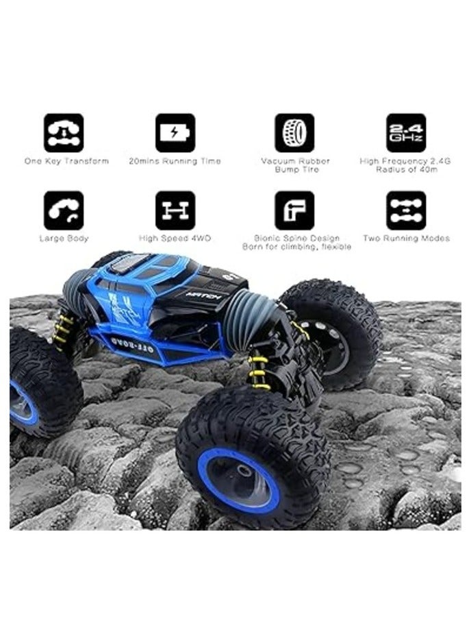 2.4G 1:16 4WD Double Sided RC Stunt Car One Key Transformer Vehicle Rock Crawler Truck Off-Road RTR Remote Control Toy