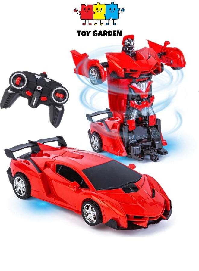 Transformer Cars RC Toy for Boys | Remote Controlled Deformed Car with Electric Racing Features | Ideal Birthday Gift | Red