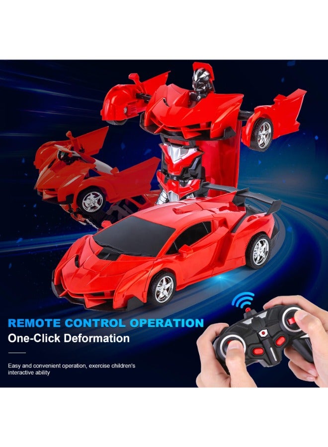 Transformer Cars RC Toy for Boys | Remote Controlled Deformed Car with Electric Racing Features | Ideal Birthday Gift | Red