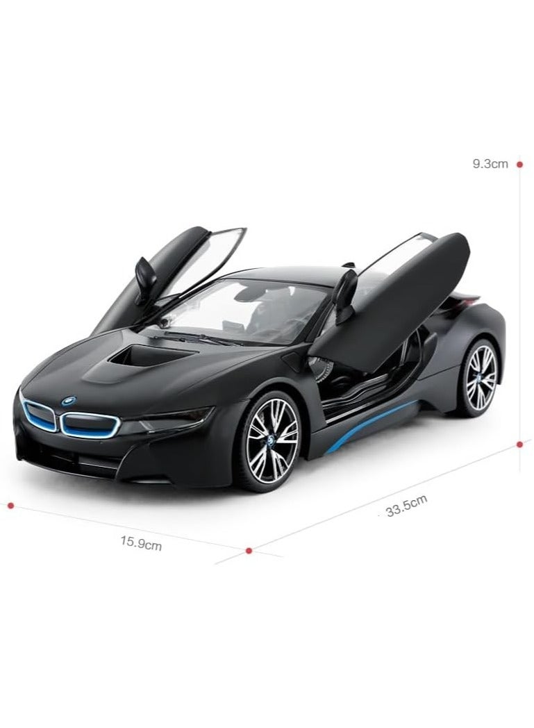 Remote Control Cars 1/14 Scale Officially Licensed RC Series BMW i8, Electric Sport Racing Hobby Toy Car With Open Door Model Vehicle for Boys and Girls Teens and Adults Gift - Matt Black