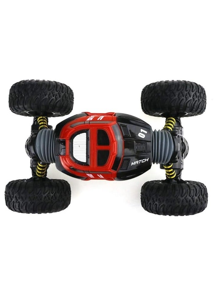 2.4GHz Remote Control Car Four-Wheel Drive Off-Road Bigfoot Twist Car Double Sided Stunt One Key Transform Vehicle Kids Toys Great Gift Choice for Boys