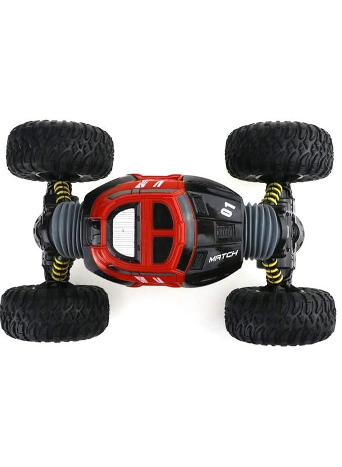 2.4GHz Remote Control Car Four-Wheel Drive Off-Road Bigfoot Twist Car Double Sided Stunt One Key Transform Vehicle Kids Toys Great Gift Choice for Boys