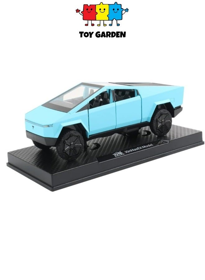 1:32 Scale Cybertruck Diecast Model | Pull Back Pickup Truck with Sound & Light | Alloy Toy for Kids & Tesla Enthusiasts | Blue