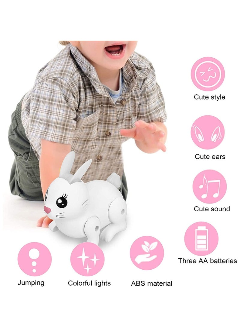 Battery Operated Sweet Sounds Jumping and Walking Rabbit Toy Electronic Bunny Walking Toy for Kids with Light and Music