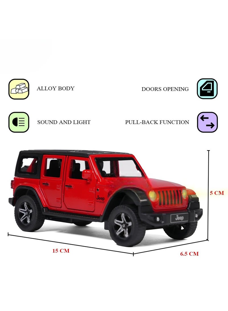 JEEP Model Car 1:32 Exclusive Alloy Metal Pull Back Die-cast Car Die-cast Metal Pullback Toy car with Openable Doors & Light Music