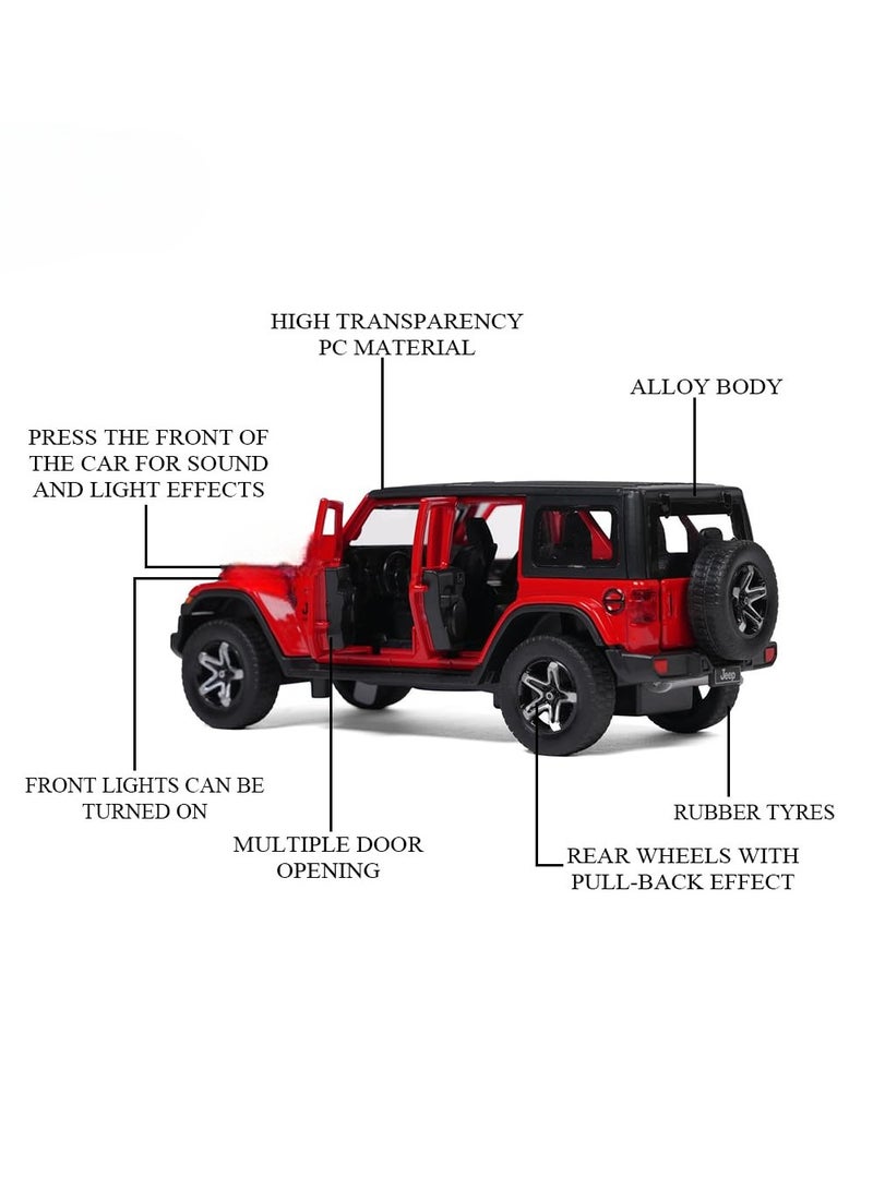 JEEP Model Car 1:32 Exclusive Alloy Metal Pull Back Die-cast Car Die-cast Metal Pullback Toy car with Openable Doors & Light Music