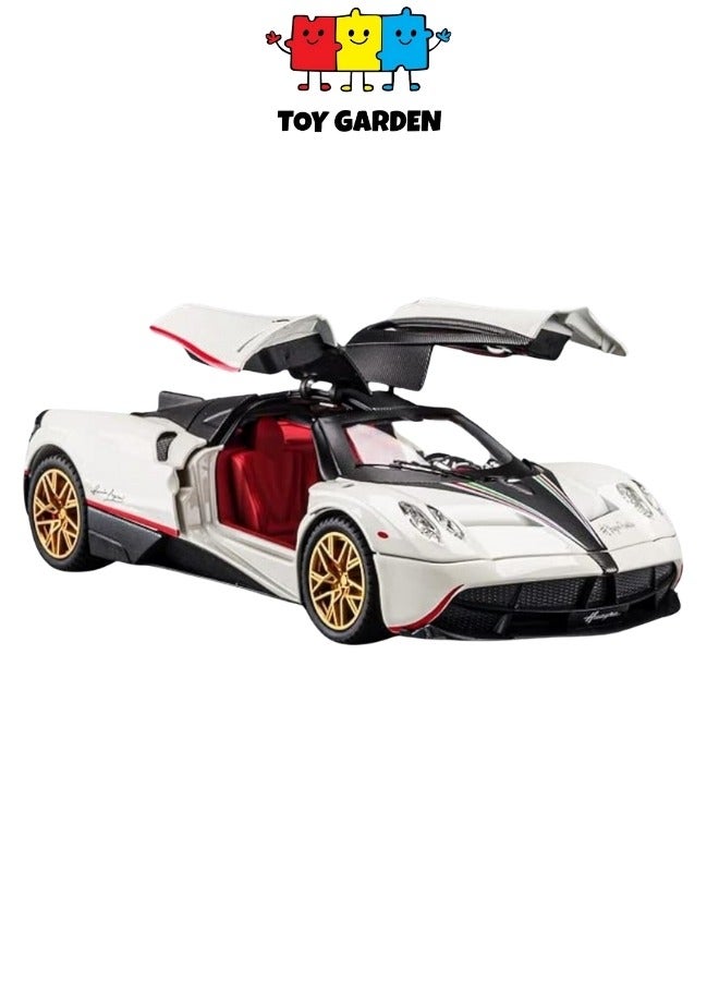 1:24 Pagani Huayra Dinastia Alloy Diecast Metal Car Model – Pull Back Vehicle with Light & Sound (White)